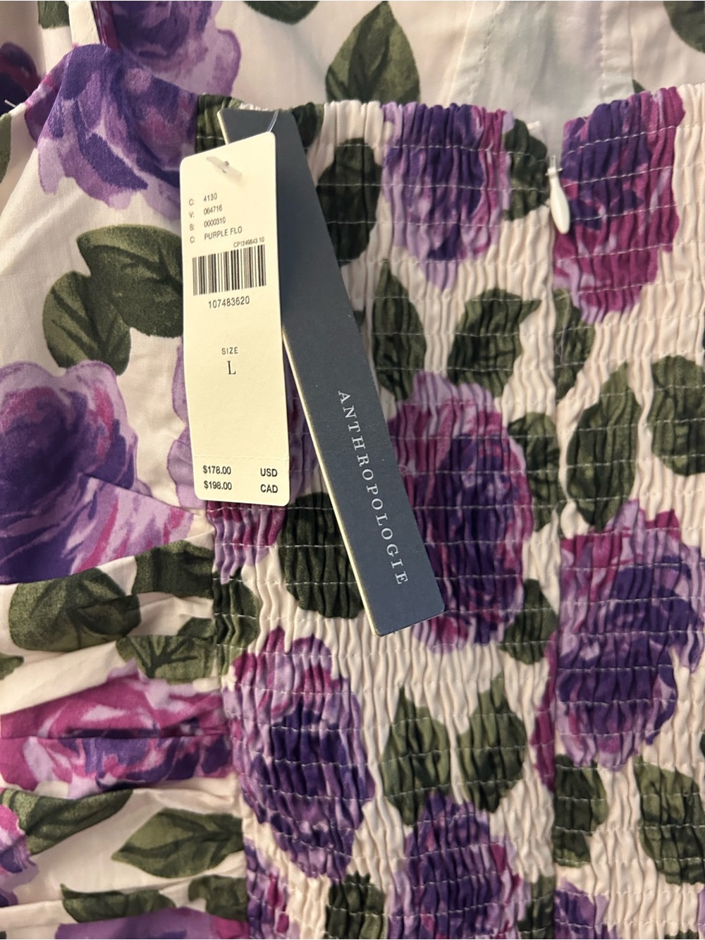 Anthropologie Maeve Purple Rose Floral Spaghetti-Strap Dress - Picture 4 of 6
